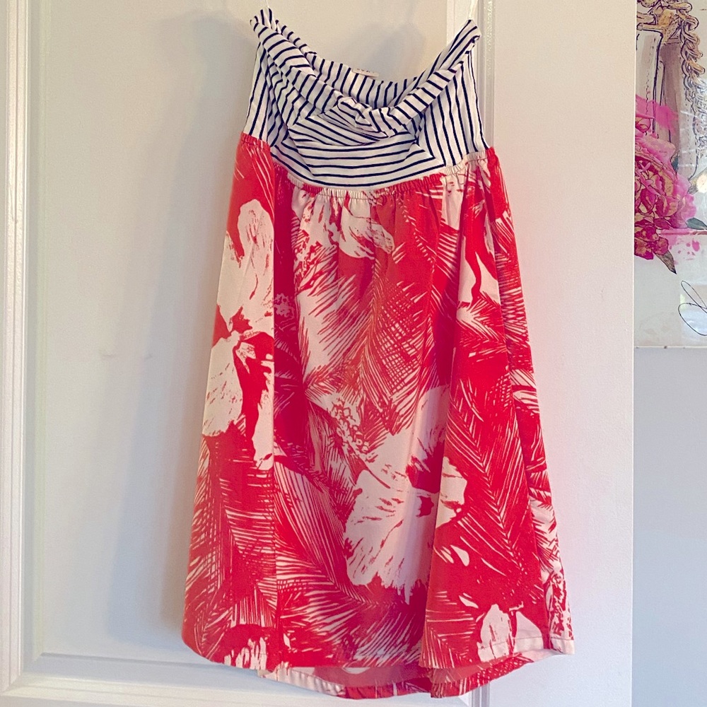 Strapless ROXY Pin Stripe/Orange Floral MiniDress
